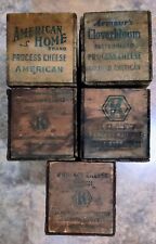 5- Vintage 5 lb. Wooden American Cheese Boxes Early 1900s picture