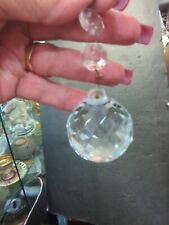Vintage Antique Crystal Ball Cut Glass  Hanging Drop Chain Ball picture