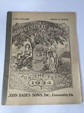 Vintage 1934 John Baers Sons Agricultural Almanac Lancaster Penn Farmers Almanac picture