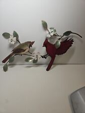 Vintage Bovano of Cheshire Cardinals Dogwood Enamel Copper Sculpture Wall Art picture
