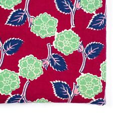 Vintage Feedsack Fabric Green Maroon Red Floral Print 25x36 Quilting Fabric picture