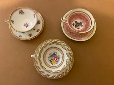 3 TEACUP & SAUCER SETS - PARAGON / CRESCENT / GROSVENOR - MADE IN ENGLAND picture