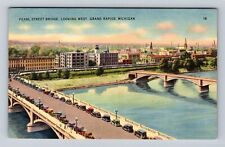 Grand Rapids MI-Michigan, Pearl Street Bridge, Antique Souvenir Vintage Postcard picture