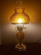 Vintage Quilted Amber Glass Electric Hurricane Style Table Lamp picture