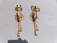 2 Brass Candle Stick Holders Tassel's Wall Hanging India Made Nice picture
