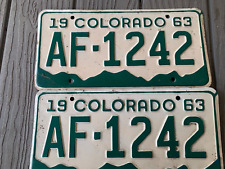 1963 COLORADO  Vintage License Plates PAIR / SET great for decor man cave AF1242 picture