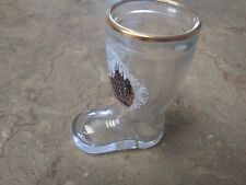 VINTAGE SHOT GLASS Boot Shaped Luxembourg Palais Grand-Ducal gold trim picture