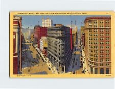 Postcard Looking Out Market & Post St. from Montgomery San Francisco California picture