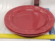 2 Longaberger Pottery Woven Traditions Dinner Plates Paprika Red 10” picture