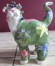 Vintage Amy Lacombe green butterfly cat figurine **READ picture