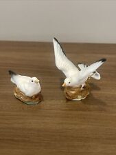 2 Vintage Bone China Mini Seagull Delicate Figurines Miniature Japan picture