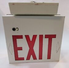 Two Sided Emergency EXIT Large 10x11 Lighted Sign w Metal Case Works needs bulb picture
