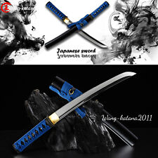 20''Self-defense Blue Tanto T10 Steel Japanese Unokubitsukuri Short Swords Knife picture