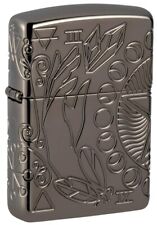 Zippo Wicca Design Armor Black Ice Deep Carved 49689 picture