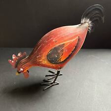 Vintage metal and wood rooster figure 10.5 tall” picture