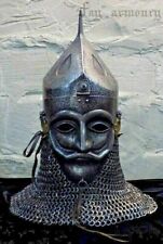 Half Masked Face 16GA Steel Medieval Norman Viking Helmet With Chainmail Design picture