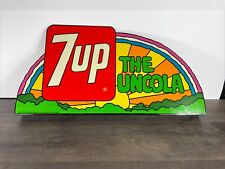 7 UP FLANGE SIGN IN RICE PAPER, THE UNCOLA, METAL FLANGE PETER MAXX ART 1971 picture
