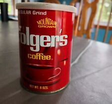 Vintage FOLGERS COFFEE CAN REGULAR GRIND 8 OZ TIN MOUNTAIN GROWN picture