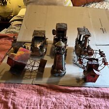 Lot Of 7 Copper Musical Sculptures. Cars Plane Train Church Lighthouse F/Wheel picture