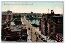 Victoria BC Canada Postcard Government Street Looking South c1910 Antique picture