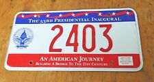 53rd presidental inaugural numberplate number plate license plate commemorative picture
