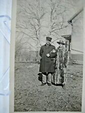 OP412 ORIGINAL found photo 1930s/40s odd couple woman in mink coat man hat weird picture
