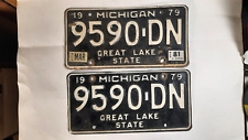 Two 1979 Michigan MI License Plates Tag 9590-DN picture