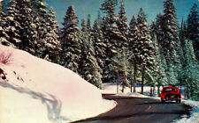 Winter in the Cascades, Highway Between Washington and Oregon - Chrome Postcard picture