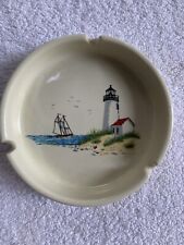 Vintage Ashtray Ceramic Japan Seashore Down East Crafts Maine Lighthouse Boat picture