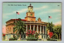 Coral Gables FL-Florida Ornate City Hall Building Clock Tower Vintage Postcard picture