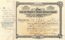 Santa Fe, Prescott and Phoenix Railway Co. - 1890's to 1900's Railroad Stock Cer picture