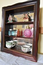 Antique cherry wood, mirrored, shelf unit, rustic hanging shelves, collectibles  picture