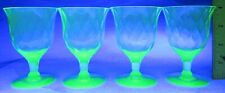 Tiffin US Glass Uranium Diamond Optic 4 Liquor Goblets Fluoresces in Black Light picture