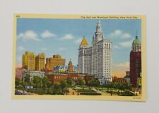1940's New York City Linen Postcard - City Hall and Municipal Building Postcard picture