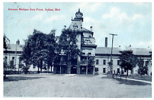 Jackson State Prison building entrance, Michigan; history photo MI postcard RPO picture