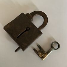 17th C iron primitive padlock lock w/ key MOST RARE & EARLY,  old or antique. picture