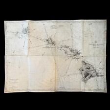 RARE WWII “RESTRICTED” Pearl Harbor Hawaii FAPLUS-1 Navigation Fathom Map picture