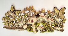 MCM Butterflies Mushrooms Frog Flowers Wall Plaque Hanging Burwood Products 1971 picture