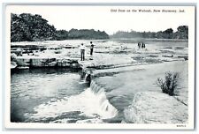 c1930's Old Dam On The Wabash New Harmony Indiana IN Unposted Vintage Postcard picture