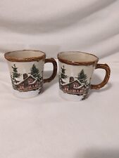 St Nicholas Square Snow Valley Christmas Cabin Mug Set of 2 picture