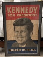 large Original vtg framed & archivally matted JFK election poster  1960 ready 2 picture