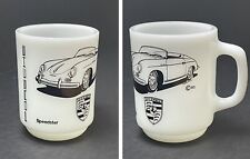 Vintage Rare Porsche Speedster Sport Car Anchor Hocking Milk Glass Mug - Unused picture
