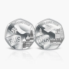 UEFA Euro 2020 Football Championship Silver Plated Team Coins - Russia & Denmark picture