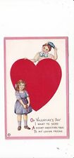 Valentine postcard vintage / Stecher / big red heart boy & girl / series 518 D picture
