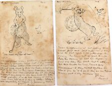 .Rare 1901 Australian Hand Drawn in Ink Postcards. Bear & Hen Comical. picture