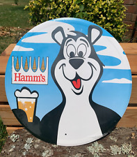 Hamms Metal Beer Sign Bear Round Logo Tin Vintage Garage Bar Decor picture