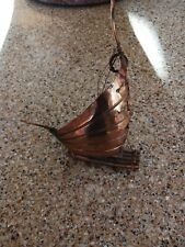 Solid Copper Sail Boat Sculpture picture