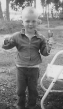 4R Photograph Portrait Boy 1958 Boy Fishing Pole  picture