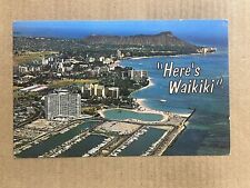 Postcard Honolulu HI Hawaii Aerial View Waikiki Beach Yacht Harbor Diamond Head picture