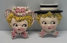 Vintage 1950's LEFTON? Miss Dainty  & Mr  Cutie Pie Mid Century Wall Pockets picture